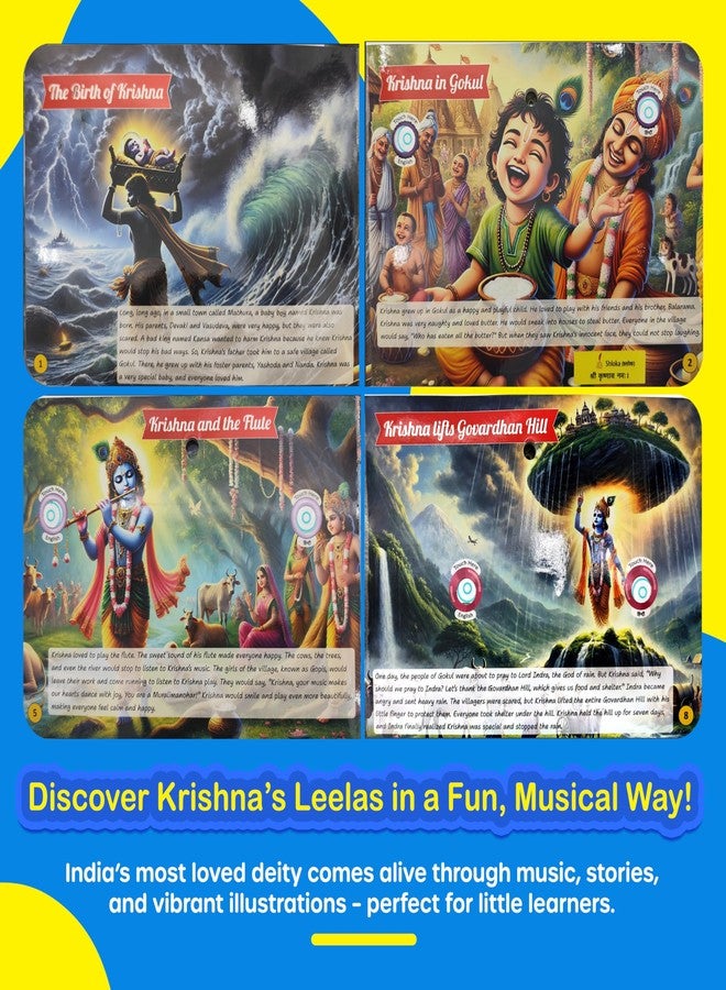 Kiddale’s Krishna Musical Storyteller Sound Book for Kids| English & Hindi Audio Story Book| Introduce Lord Krishna & Indian Culture | Ideal Gift for Children 2-7 Years - Image 3